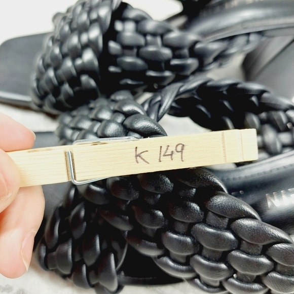 New Anne Klein  Woven Straps Block Heel Black Mule Slide Sandals K149 - Picture 12 of 12